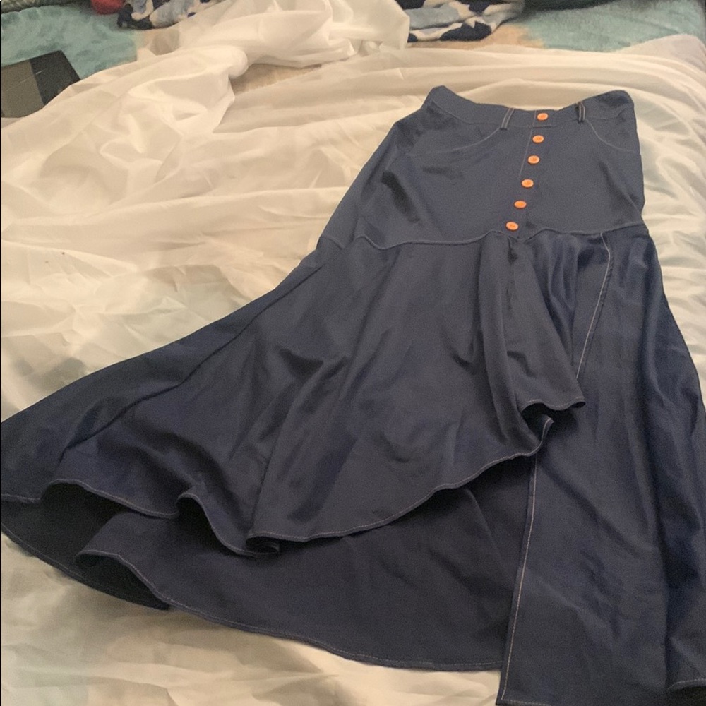 Elegant Navy Skirt with Button Detail